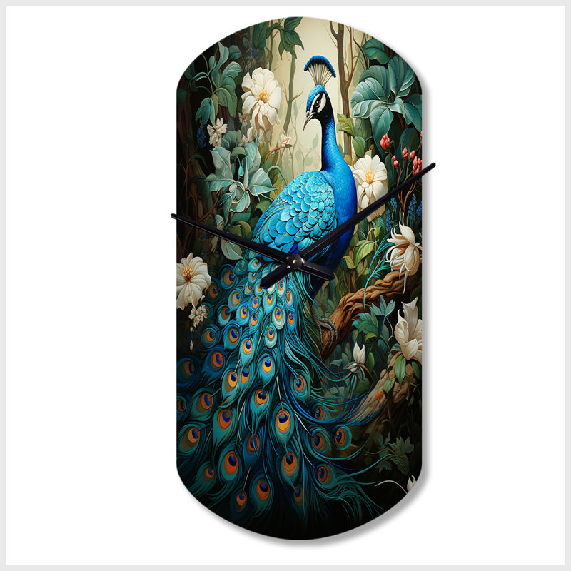 Horloge murale bleu sarcelle - paon, Petit