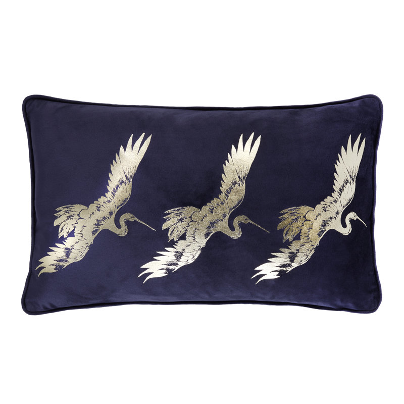 Qing Foil Print Cushion with Filling, Navy