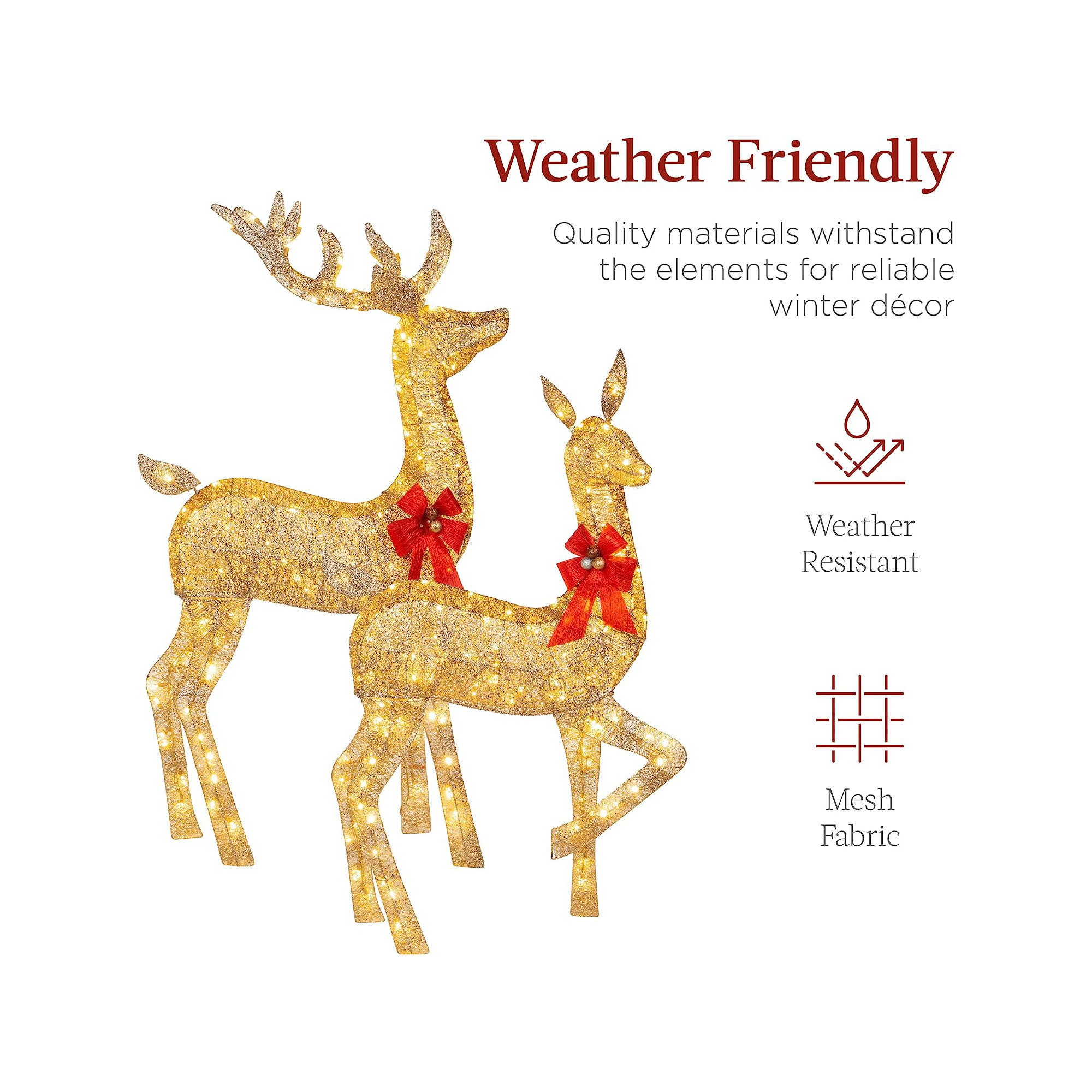 LED Lighted Reindeer Family Set , Gold