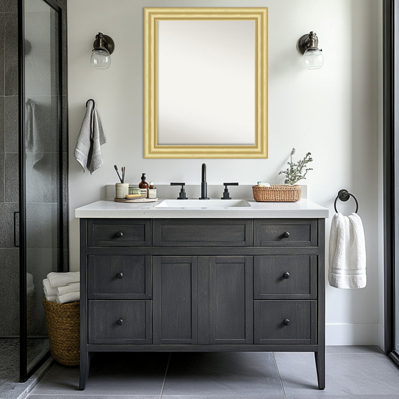 Miroir mural de salle de bain Sophia, Doré, 27,5 po x 33,5 po
