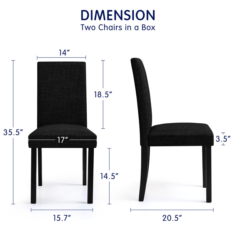 Momordique Solid Wood Parsons Dining Chairs, Rubberwood Upholstered Dinner Chair with Foam Seat, Stain-Resistant Fabric, 6