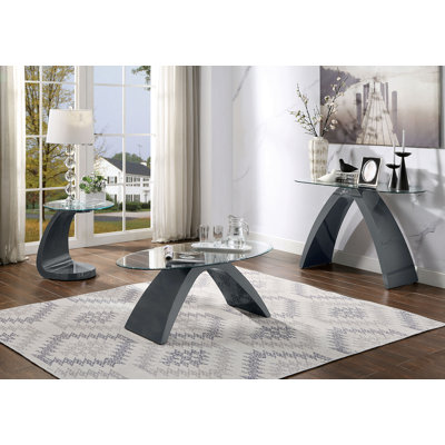 Manraj 3 - Piece Glass Top Living Room Table Set