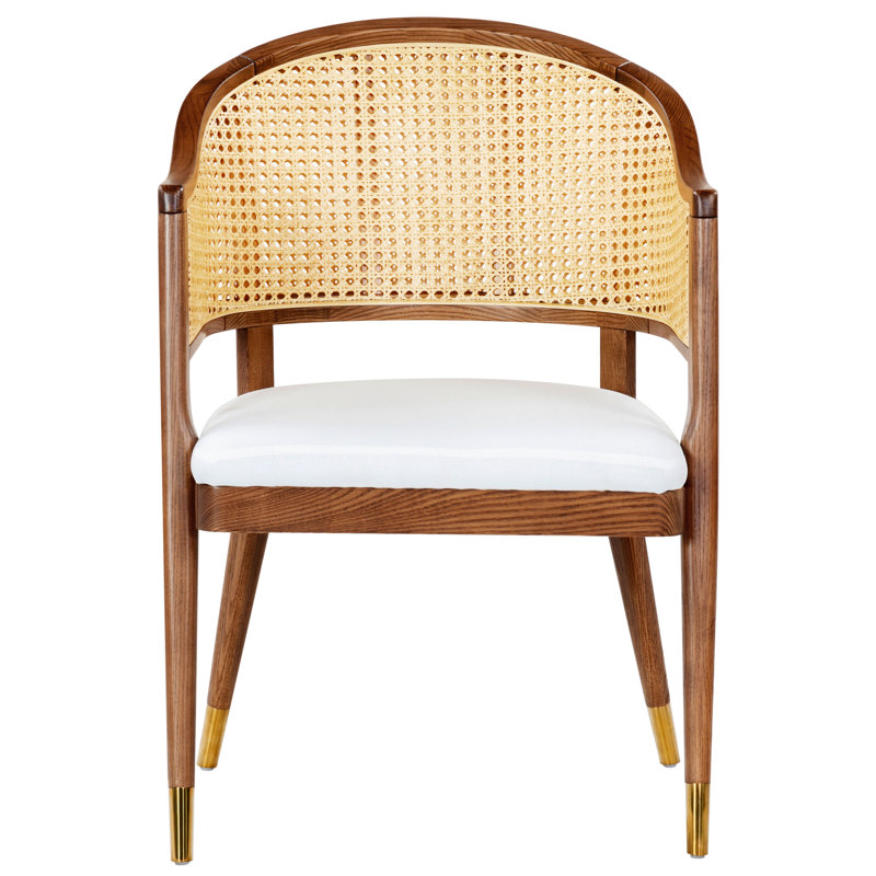 Arm Linen Chair, Walnut/Gold