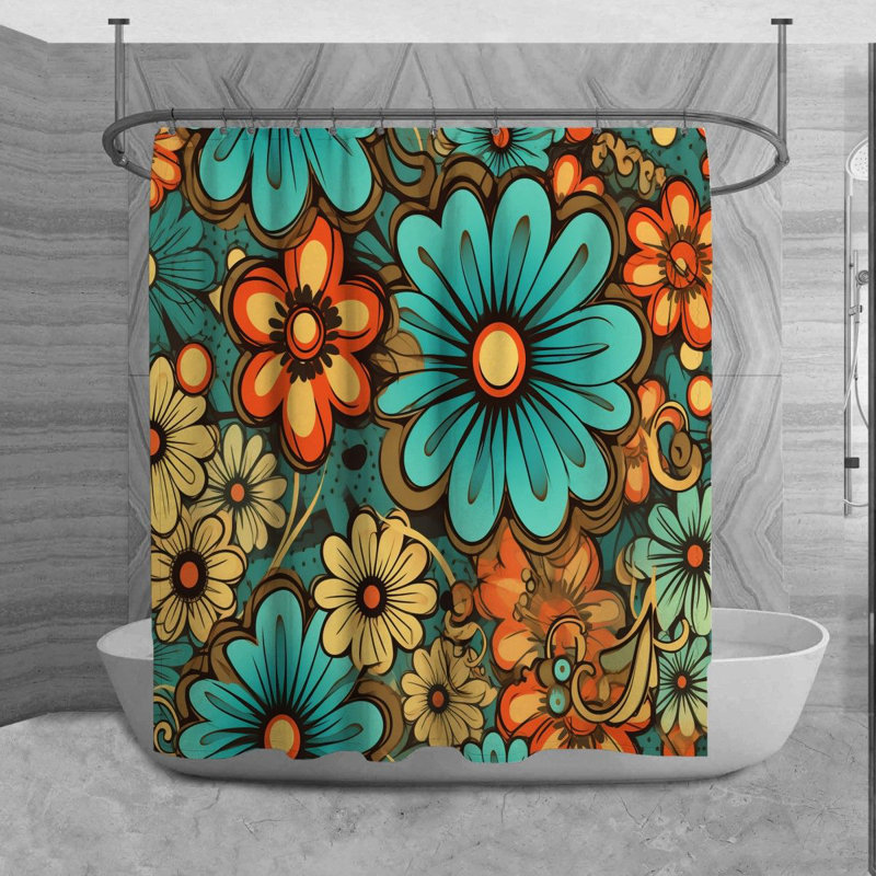 Tiniyah Floral Shower Curtain, H 93 po x l 70 po
