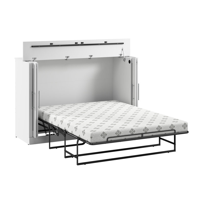 Arlex Murphy Cabinet Bed with Mattress, Full / Double, White