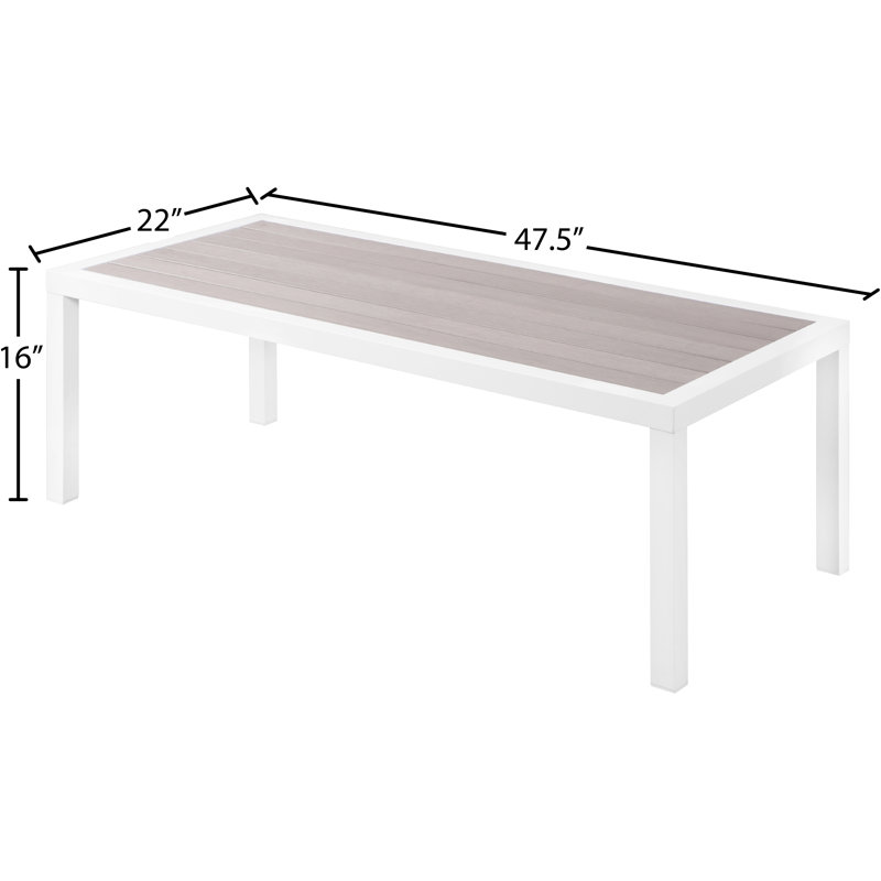 Vernola Rectangular Outdoor Coffee Table, Light Gray/White