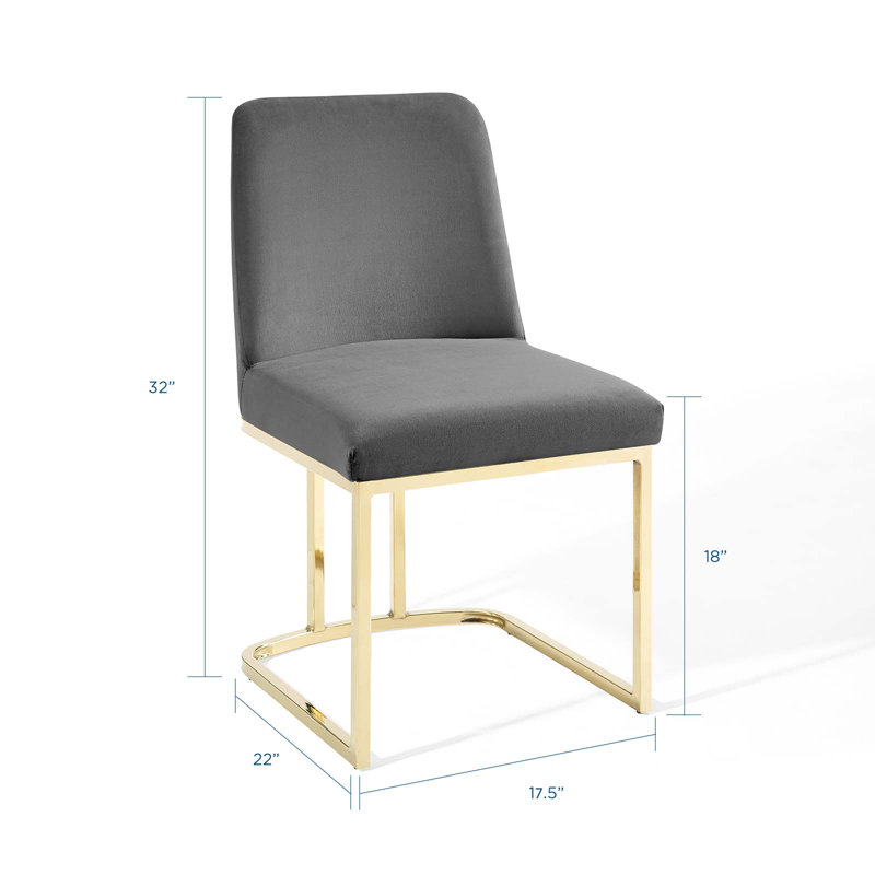 Chaise d'appoint de salle à manger en velours Amplifier Base Performance, Velours gris, Or