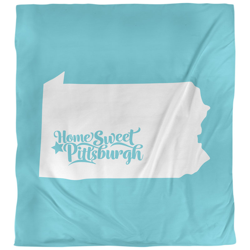 Housse de couette réversible simple Pittsburgh Pennsylvania, Housse de couette pour grand lit, Bleu sarcelle, Microfibre