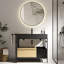 Meuble-lavabo modulaire industriel de 91,4 cm (36 po) avec tiroir à fermeture amortie, bac de rangement ouvert, barre porte-serviettes réglable, quincaillerie, quartz chêne noir, profondeur 92,1 cm (36,25 po), largeur 46,3 cm (18,22 po), hauteur 84,5 cm (33,27 po), 273,1 cm (107,51 po).