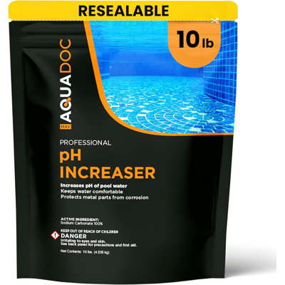 MAV AquaDoc pH Up for Pools - 10lb - Augmentateur de pH pour l'eau de piscine - Soda carbonate de soude cendré pour piscines - Produits chimiques pour piscine fabriqués aux États-Unis