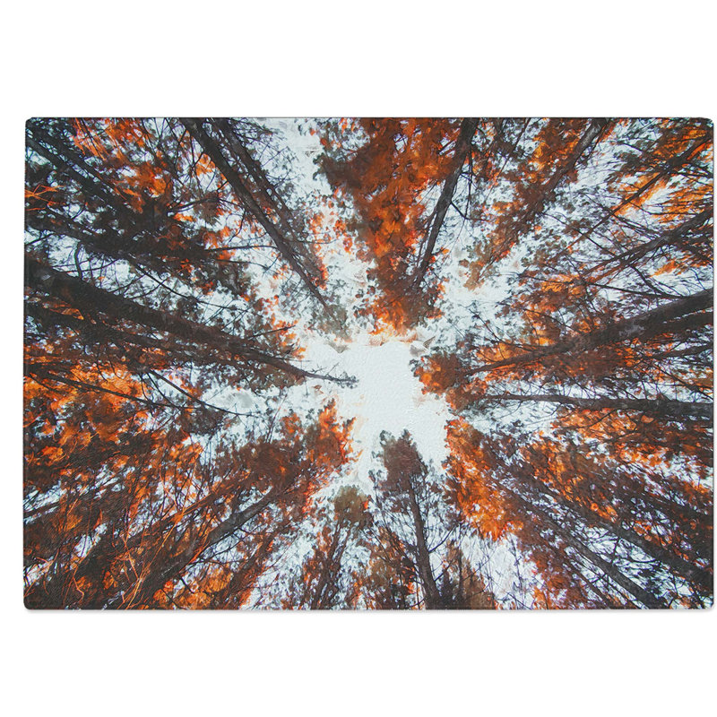 Tempered Glass Autumn Forest Reaching Upward Chopping Board, 39 cm W x 28.5 cm L