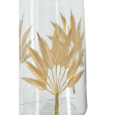 D5.3x9.8" Cylindrical Glass Accent Vase with Gold Leaf Motifs