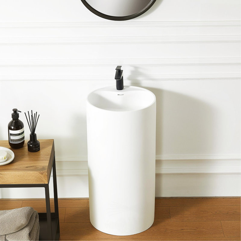 Solid Surface Pedestal Bathroom Sink Basin