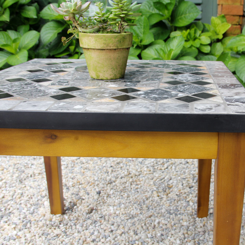 Talbott Allysen 3 Piece Wood Seating Group with Cushions and Mosaic Table