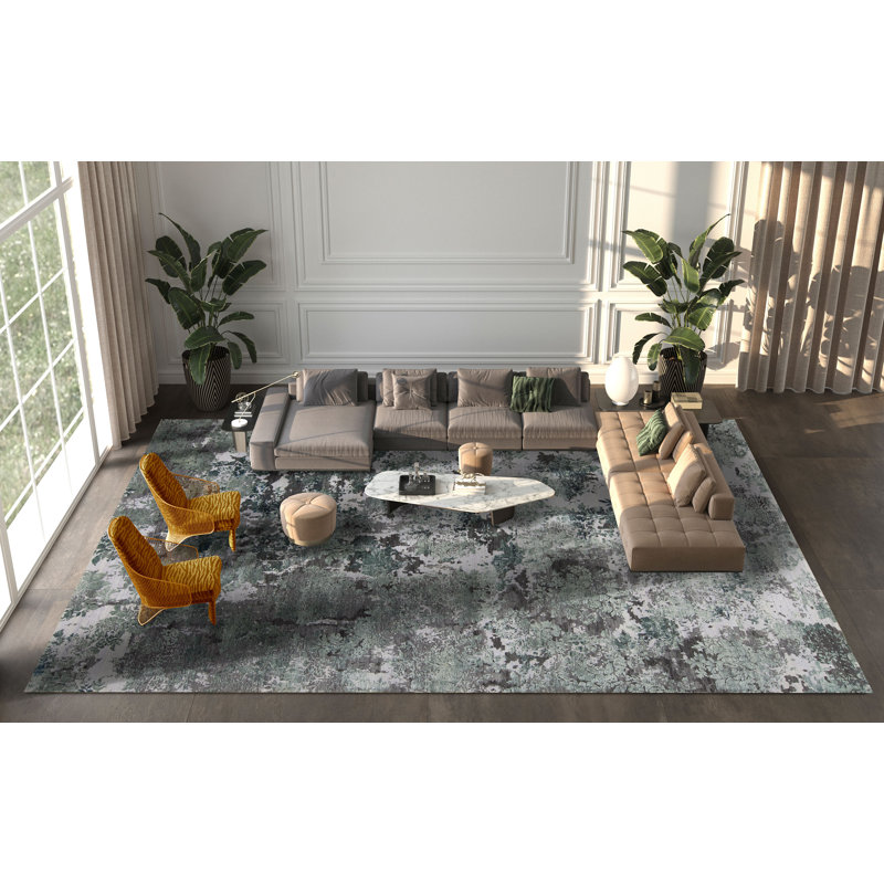 Tapis rectangulaire en laine et soie Leonardo, Rectangle 9 pi x 12 pi