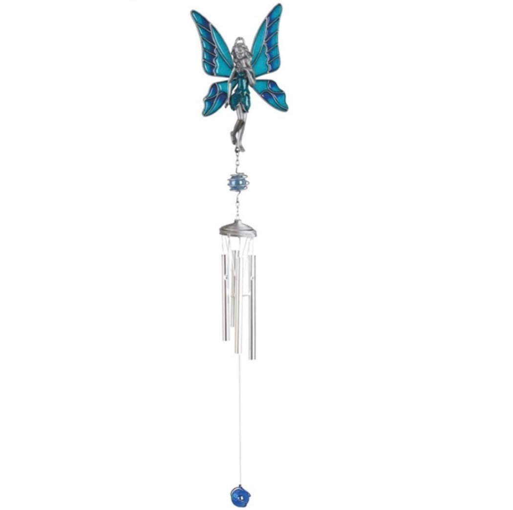 Arlmont & Co. Long Blue Fairy Pewter Gem Wind Chime - Wayfair Canada
