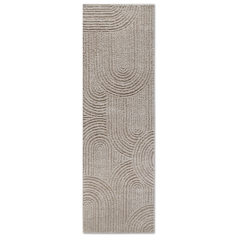 Gallery Geometric Machine Woven Beige Area Rug, Runner 80 x 240cm
