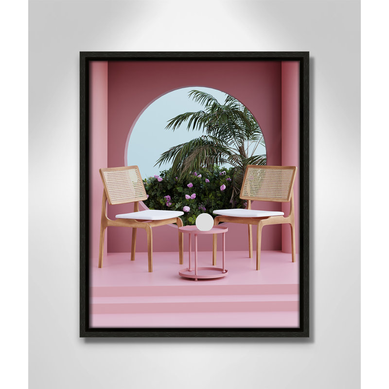 «Pink Tropical Vibes» encadrée par Swati B Print, Pas de tapis, H 15,5 po x l 12,5 po, Toile avec cadre flottant espresso