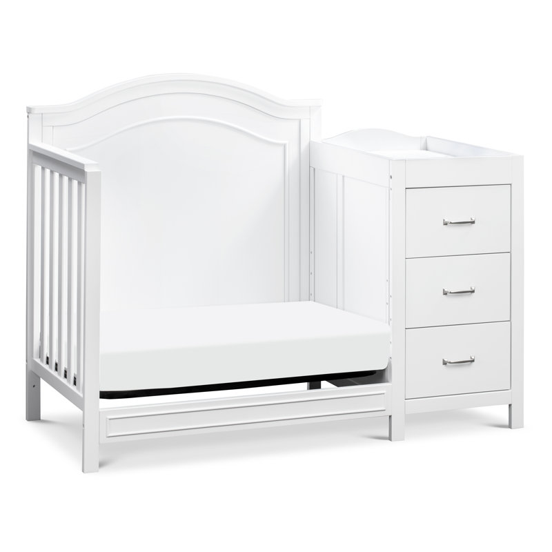 White 4-in-1 Convertible Mini Crib with Changer