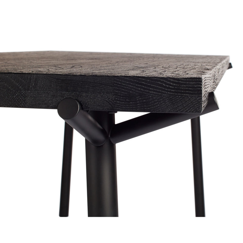 Branch Oak Solid Wood Top Dining Table, 33" W x 91" L, Black, Black Oak