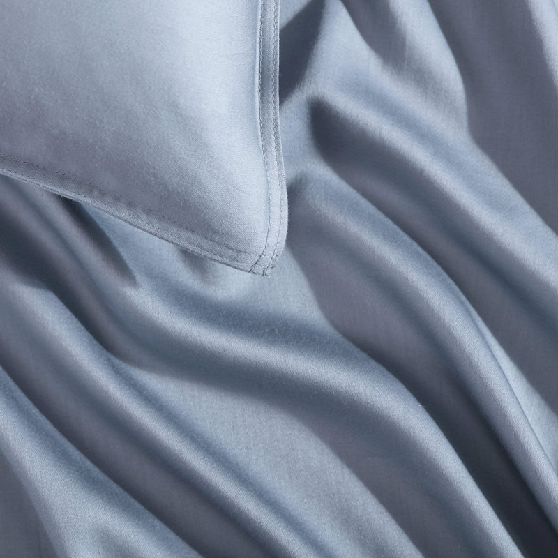 Calvin Klein Organic Earth Solid Cotton Duvet Cover Set, King Duvet Cover + 2 King Shams, Light Blue
