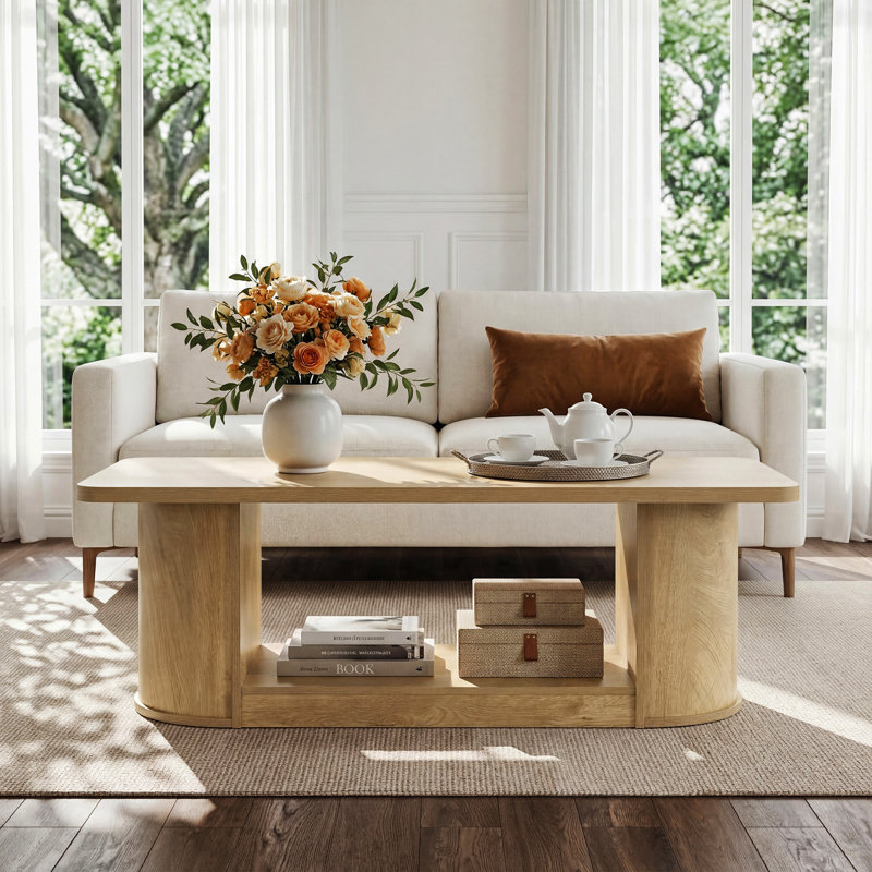 Pedestal Coffee Table with Storage