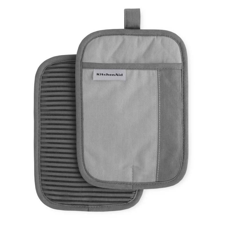 KitchenAid Beacon 2-Piece Potholder, Cool Gray/Frost Gray