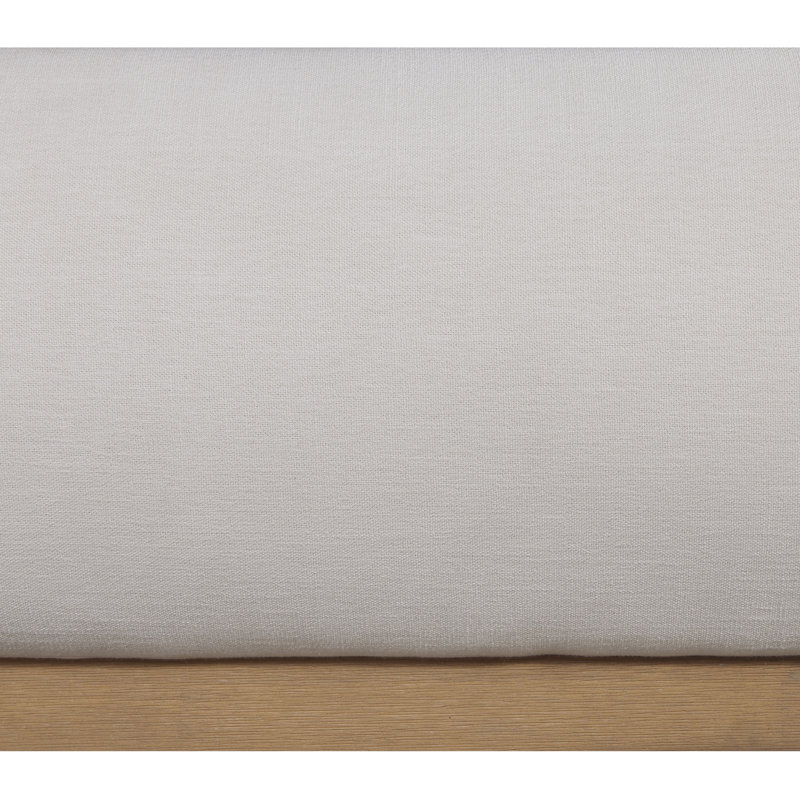 Hylia Upholstered Panel Bed, Queen, Cream Linen Textured Fabric / Stained Natural