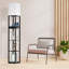 67" Column Floor Lamp with Shelves, Solid Wood, USB Ports, Storage Drawer and Bulb Included-1350151964