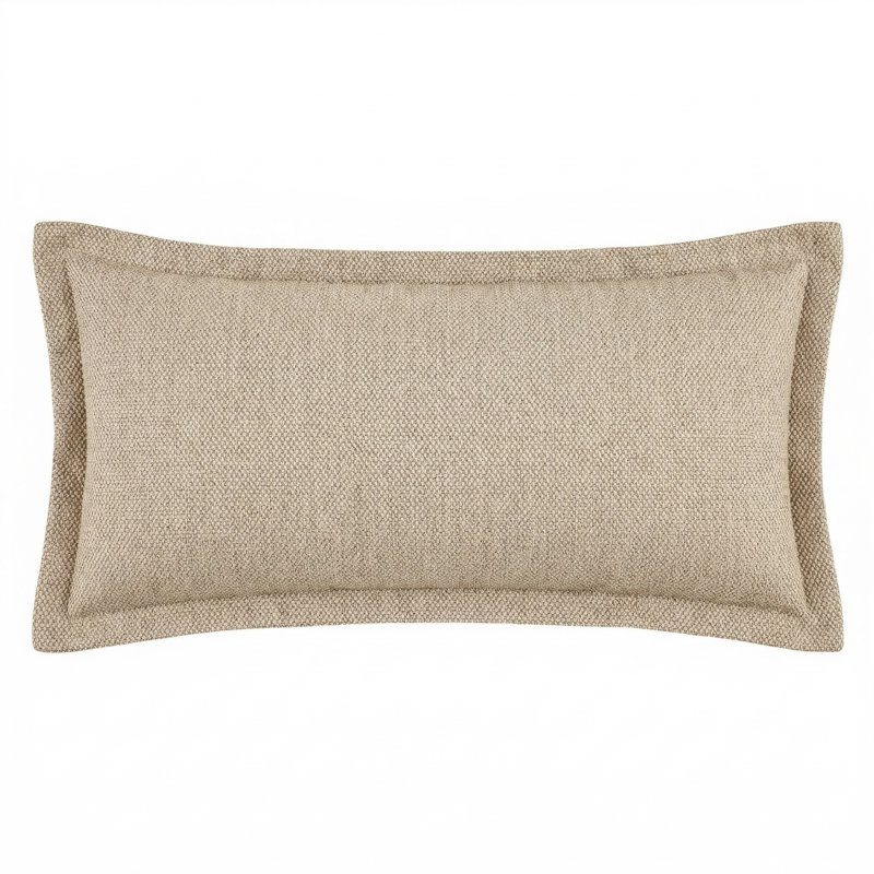 24X24 Flanged Down Feather Throw Pillow, Rectangle 9"H x 22"W, Beige Toile 5, Feather