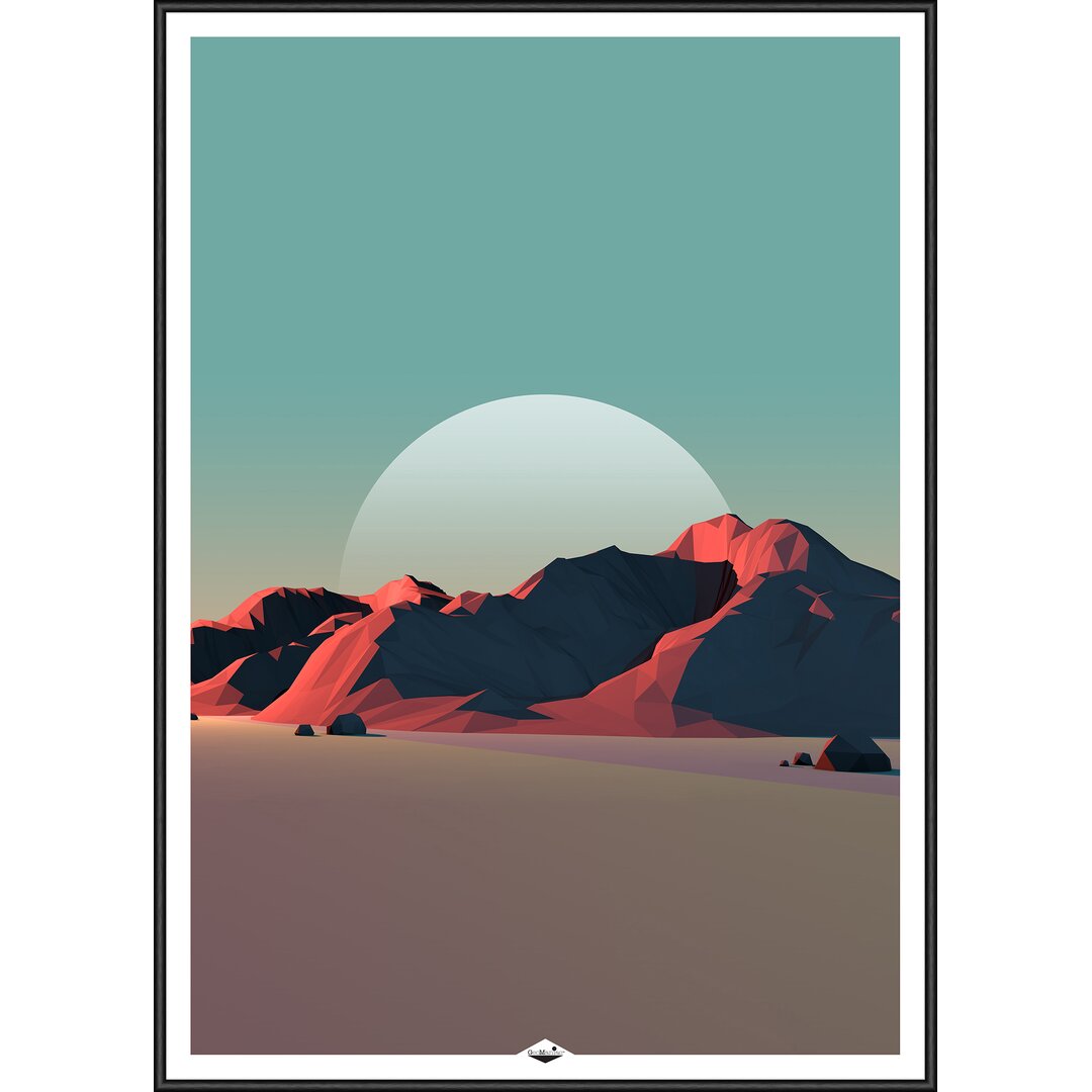 Gerahmtes Poster „Low Poly Mountain 8“, Grafikdruck