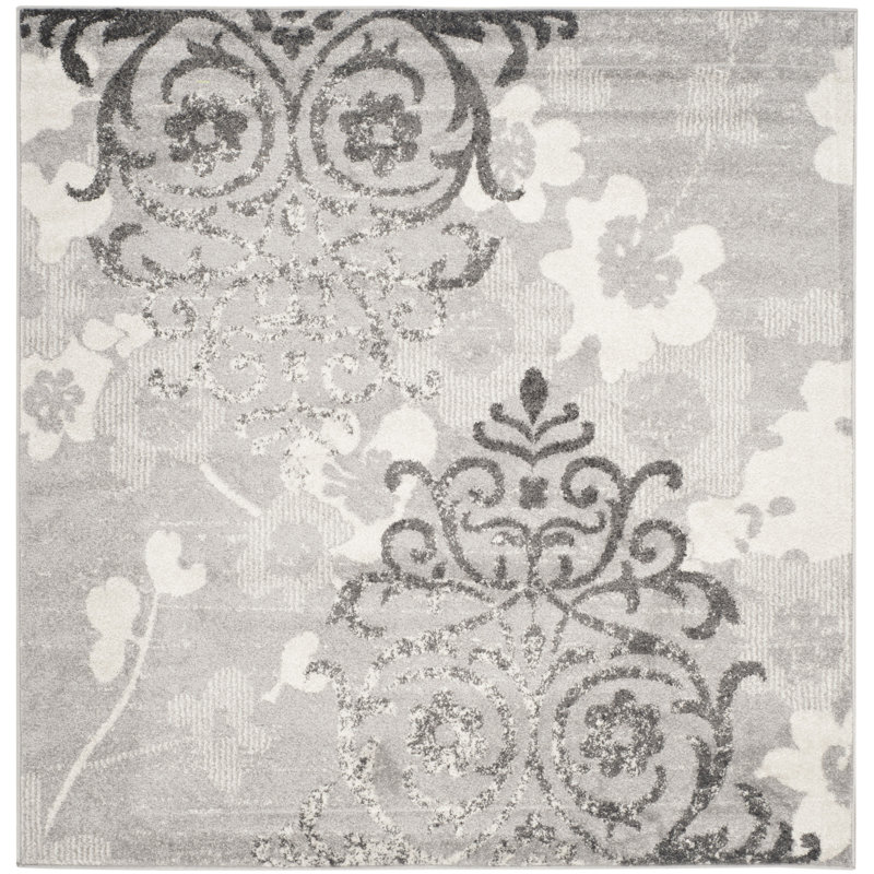 Tapis performance à motif floral Davonn, Carré 12 pi