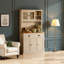 Armoire de cuisine autoportante moderne de 71 po avec tiroirs, tablettes réglables et comptoir White & Oak-1802624700