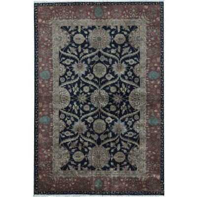 Avalon Wool Oriental Area Rug in Black/Rust