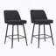 Ensemble de 2 tabourets de bar pivotants à hauteur de comptoir, tabourets de bar pivotants à 360 ° avec dossier et pieds en métal, hauteur de siège de 25,6 po, tabourets de comptoir pour îlot de cuisine et pub, toile de lin, lin noir.-570645607