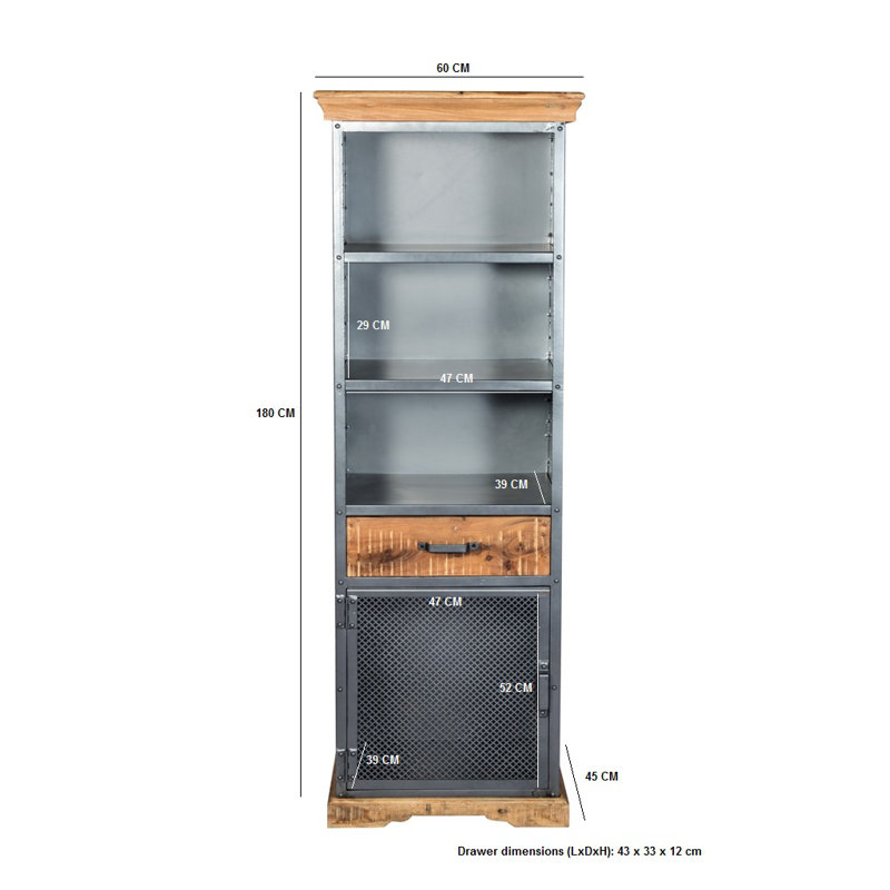 Janice 180cm H x 60cm W Solid Wood Standard Bookcase