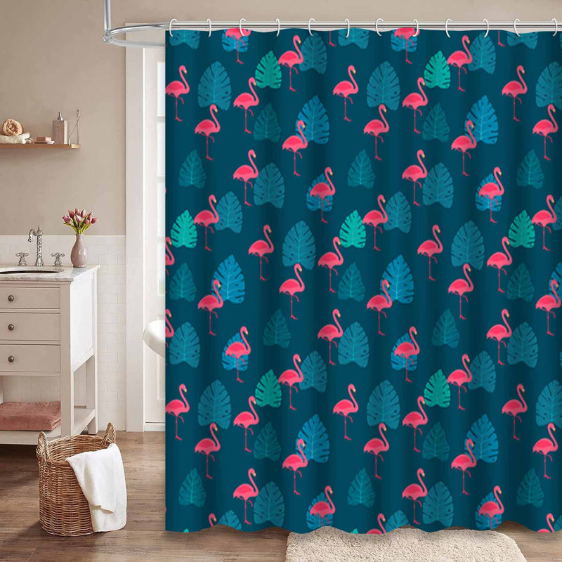 Rideau de douche imperméable à 12 feuilles Flamingo Coast, L 72 po x l 72 po