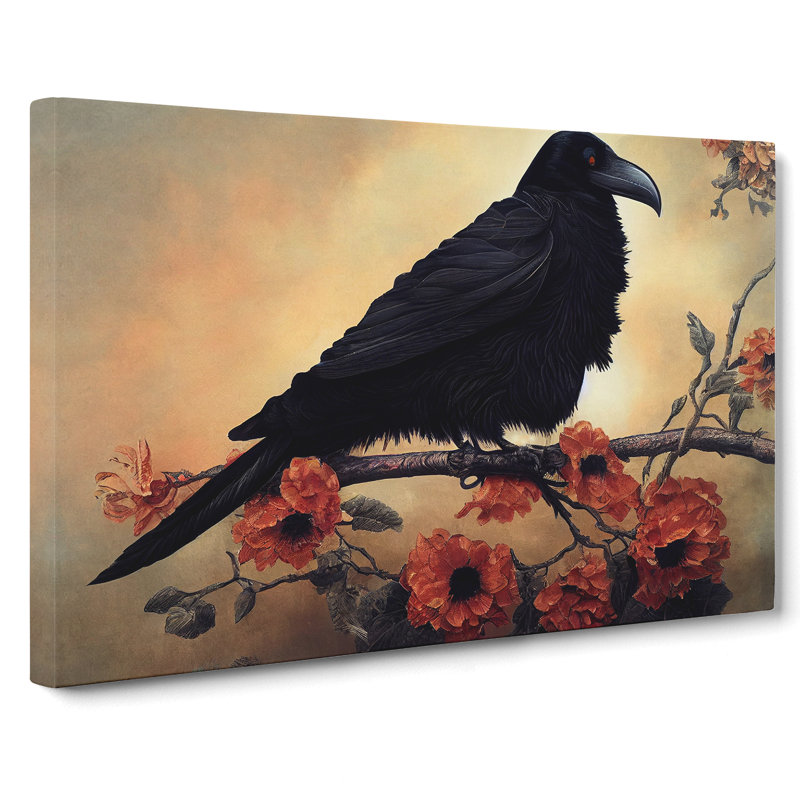 Magnetic Raven Bird - Wrapped Canvas Print