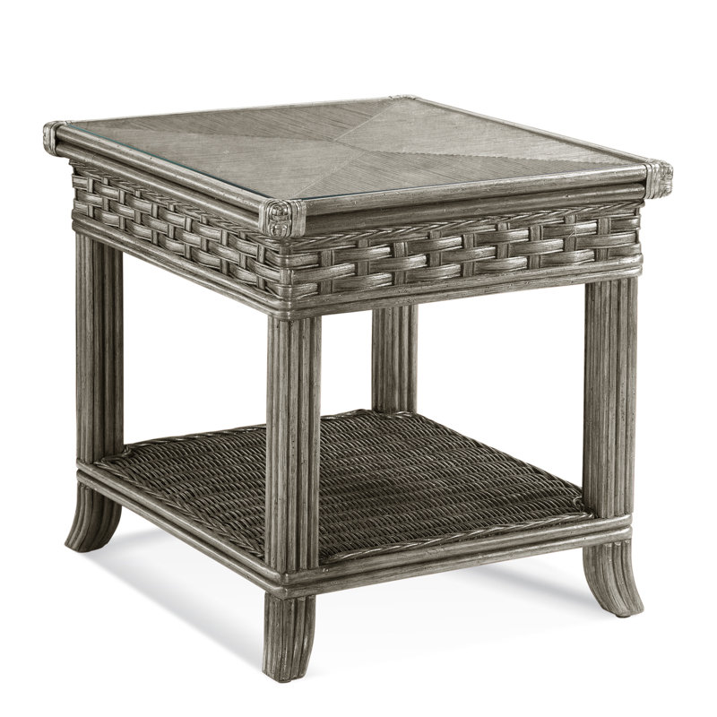 Somerset Glass Top End Table, Stone Hearth