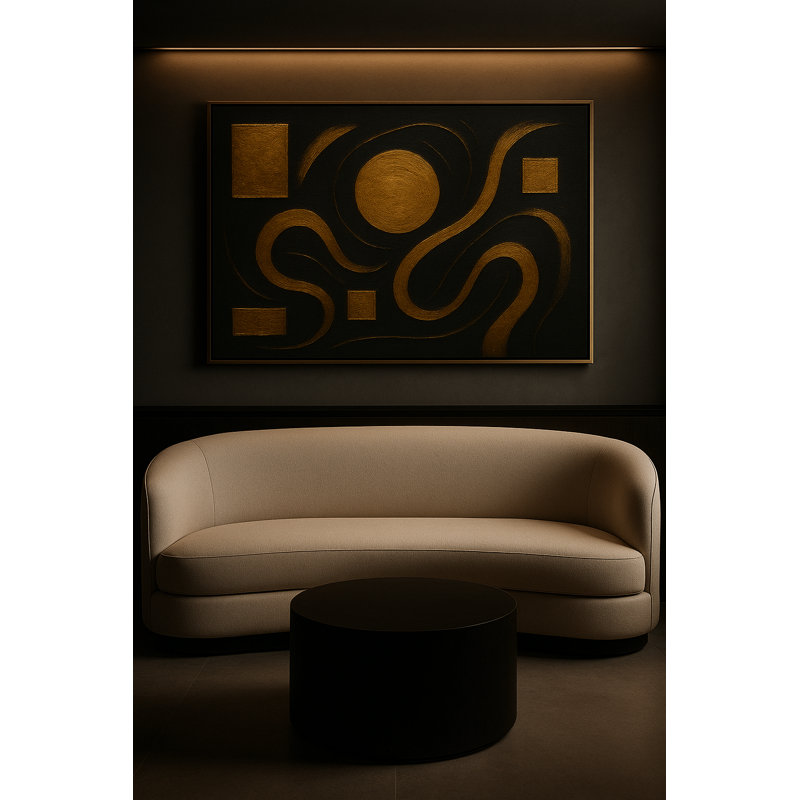Gilded Harmony Framed Canvas Wall Art by Kasian Art Studio - Black Frame