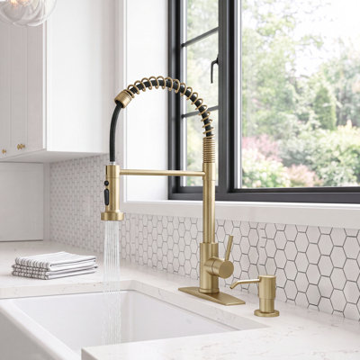 Forious® Ultra Pull Down Single Handle Kitchen Faucet with Soap Dispenser