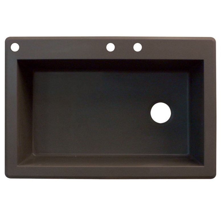 Radius 33'' L Single Bowl Granite Kitchen Sink, 3 hole, Espresso