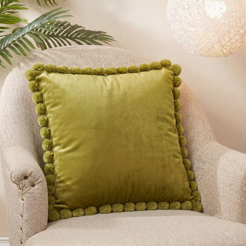Coussin décoratif rembourré en velours de polyester avec coussin décoratif en velours, Vert, polyester