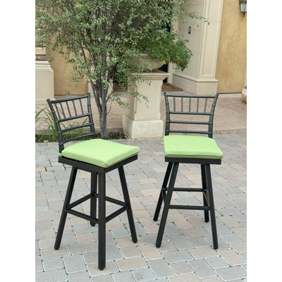 Aluminum 30 Inch Swivel Bar Stool with Cushion(set of 2)