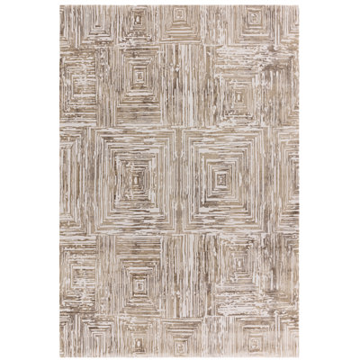 Brenetta Geometric Shapes Beige Area Rug