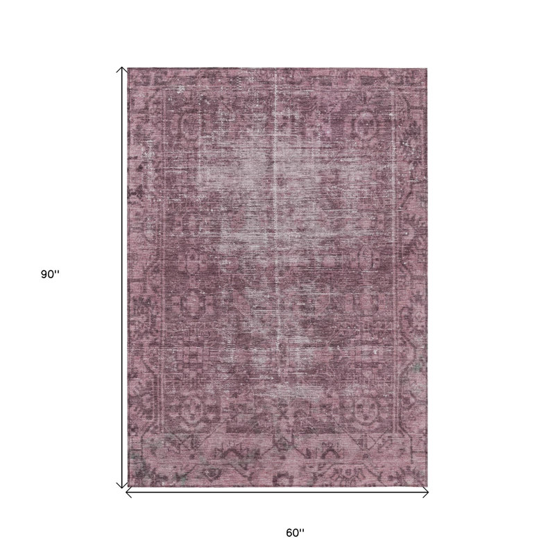 Tapis oriental lavable d'intérieur 5 pi x 8 pi Merlot
