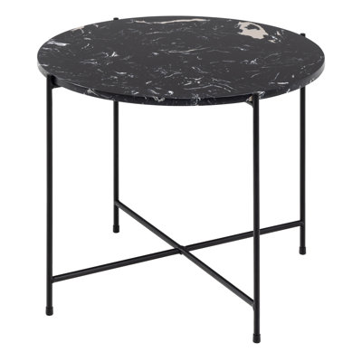 Side Table with Polished Marble Stone 52x40cm
