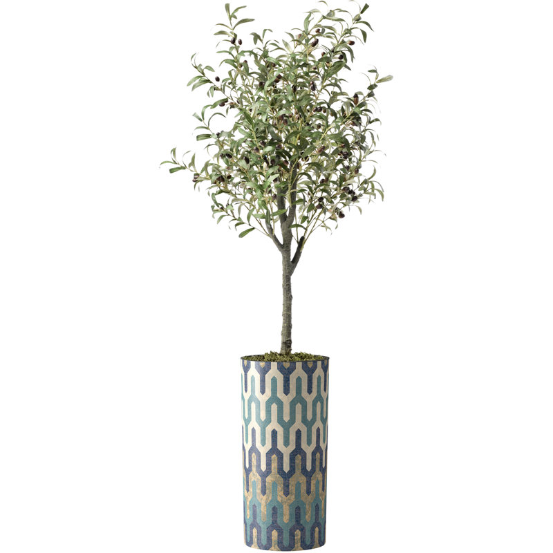 Artificial Tree In Modern Planter, Fake Olive Silk Tree Home Decoration (Plant Pot Plus Tree), 60" H x 13" W x 13" D