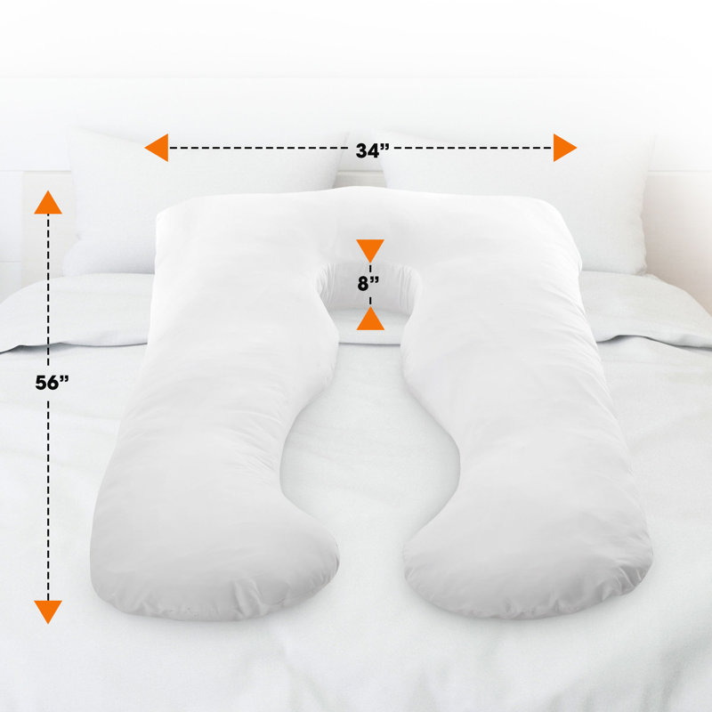 White Hypoallergenic U-Shaped Maternity Body Pillow