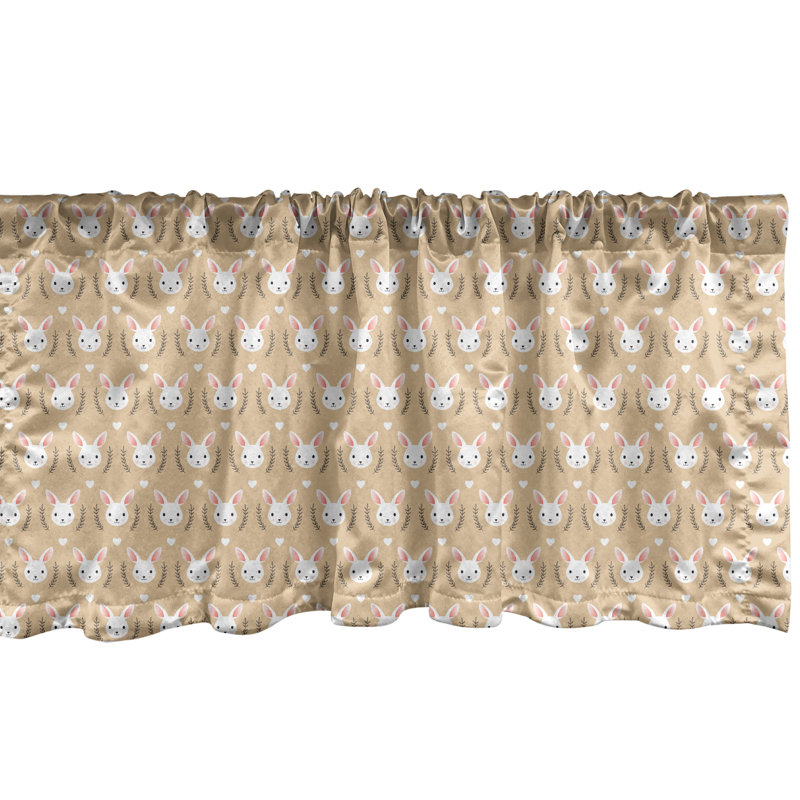 Pastel Brown Tan Rabbit Print Satin Valance Set